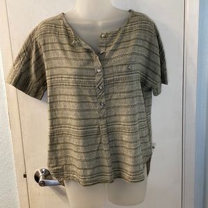 Mountain Hard Wear Linen Blend Half Button-down Blouse Size S